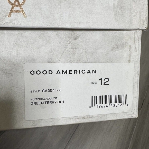 New In Box Good American Terry Cloth Square Toe High Heel Women's Green Size 12 - Picture 7 of 7
